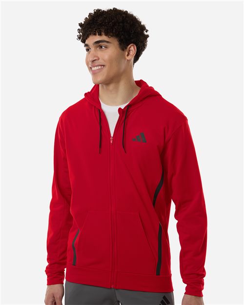 Adidas Men's Game & Go Fleece Full-Zip Hooded Sweatshirt - AT208 - EMBROIDERED