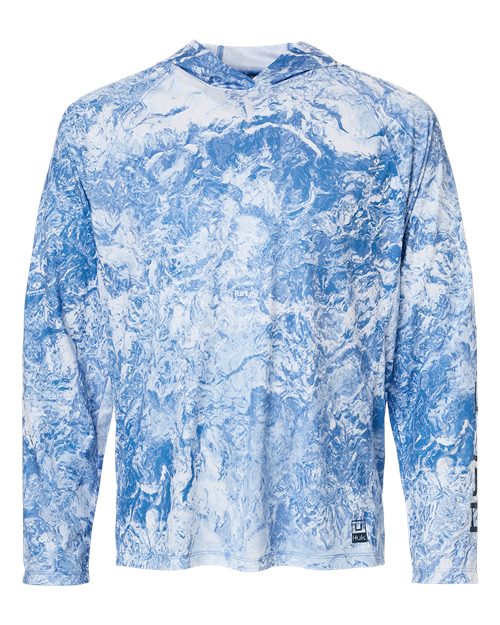 HUK Men's Pursuit Mossy Oak Printed Hooded Long Sleeve T-Shirt - H12L0047 - EMBROIDERED