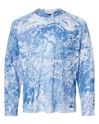 HUK Men's Pursuit Mossy Oak Printed Hooded Long Sleeve T-Shirt - H12L0047 - EMBROIDERED