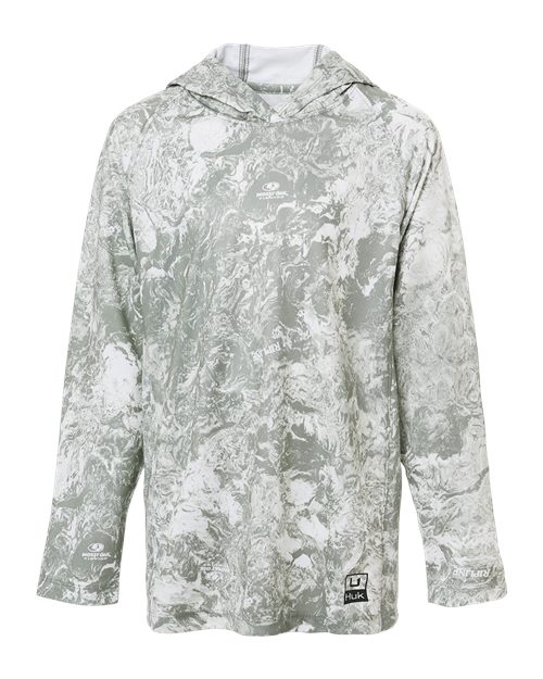 HUK Youth Pursuit Mossy Oak Printed Hooded Long Sleeve T-Shirt - H712L003 - EMBROIDERED