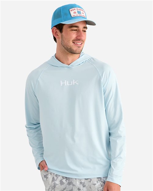 HUK Men's Airweight Hooded Pullover - H1200737 - EMBROIDERED