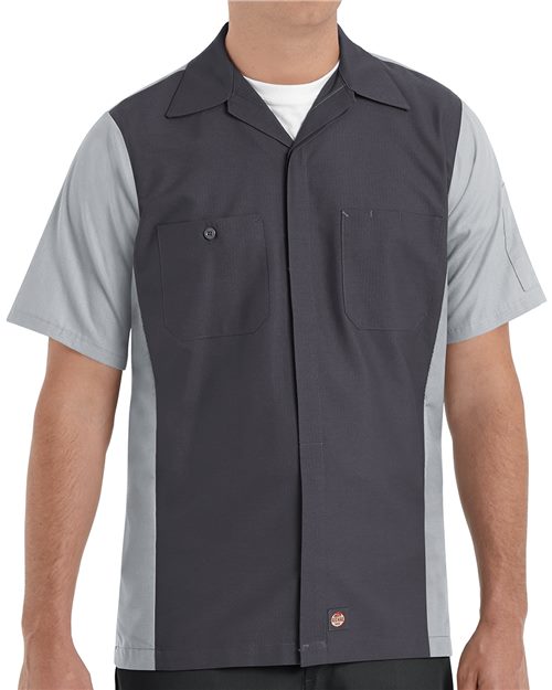 Red Kap Men's Short Sleeve Automotive Crew Shirt - SY20 - EMBROIDERED