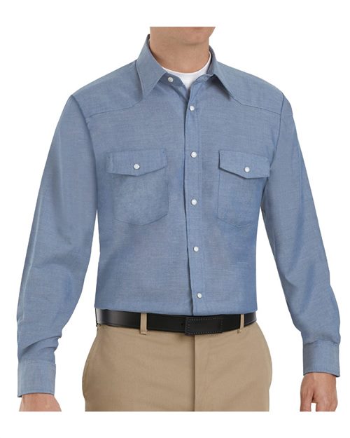 Red Kap Men's Deluxe Western Style Long Sleeve Shirt - SC14 - EMBROIDERED