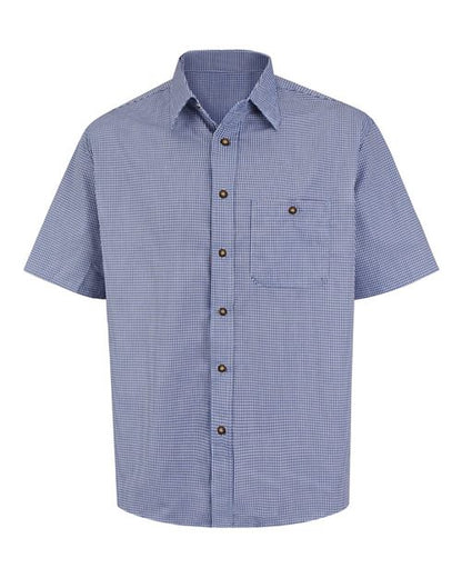 Red Kap Men's Mini-Plaid Uniform Short Sleeve Shirt - SP84 - EMBROIDERED