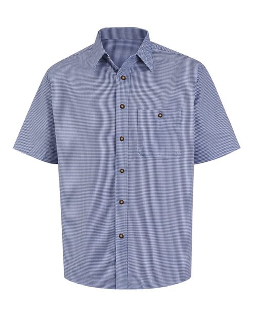 Red Kap Men's Mini-Plaid Uniform Short Sleeve Shirt - SP84 - EMBROIDERED