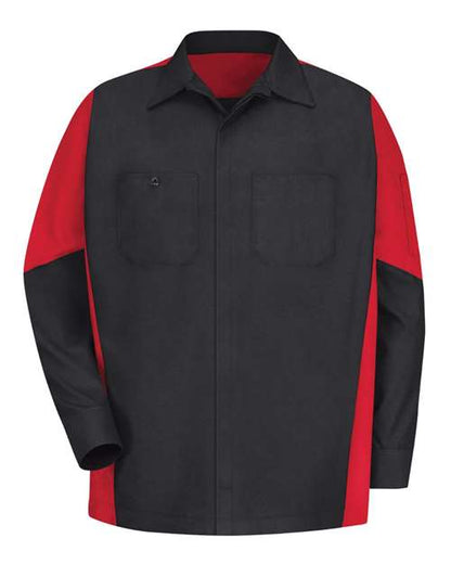 Red Kap Men's Long Sleeve Automotive Crew Shirt - SY10 - EMBROIDERED