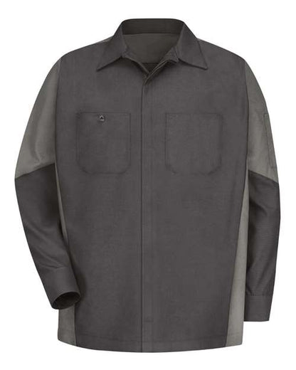Red Kap Men's Long Sleeve Automotive Crew Shirt - SY10 - EMBROIDERED