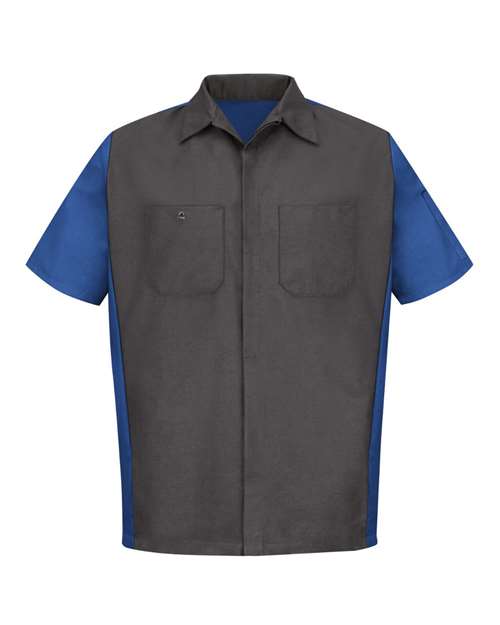Red Kap Men's Short Sleeve Automotive Crew Shirt - SY20 - EMBROIDERED