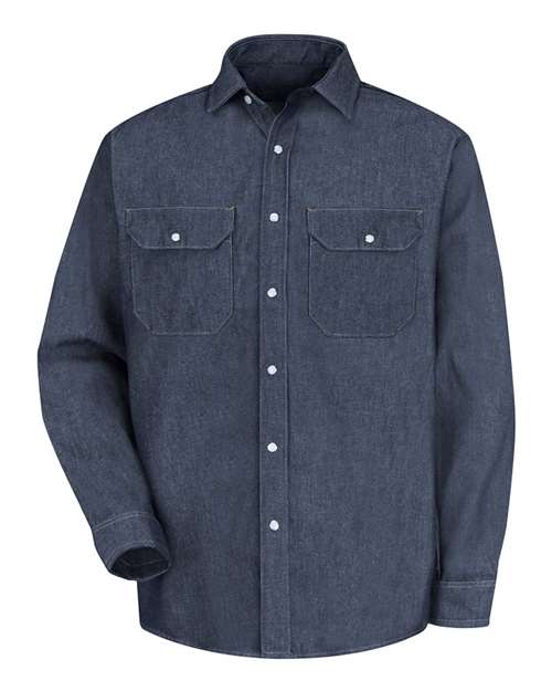Red Kap Men's Deluxe Denim Long Sleeve Shirt - SD78 - EMBROIDERED