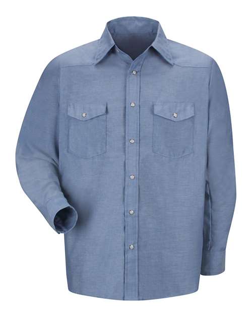 Red Kap Men's Deluxe Western Style Long Sleeve Shirt - SC14 - EMBROIDERED