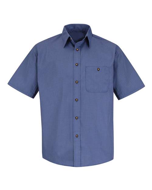 Red Kap Men's Mini-Plaid Uniform Short Sleeve Shirt - SP84 - EMBROIDERED