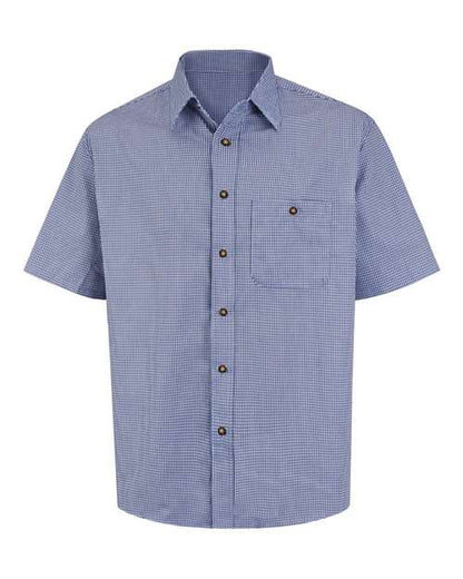 Red Kap Men's Mini-Plaid Uniform Short Sleeve Shirt - SP84 - EMBROIDERED