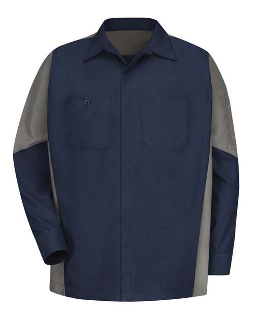 Red Kap Men's Long Sleeve Automotive Crew Shirt - SY10 - EMBROIDERED
