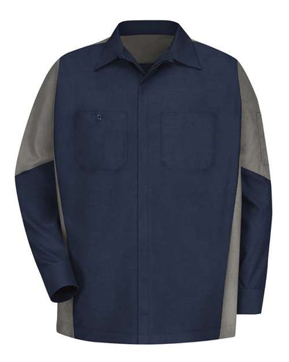 Red Kap Men's Long Sleeve Automotive Crew Shirt - SY10 - EMBROIDERED