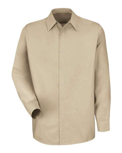 Red Kap Men's Specialized Pocketless Poplin Long Sleeve Work Shirt - SP16 - EMBROIDERED