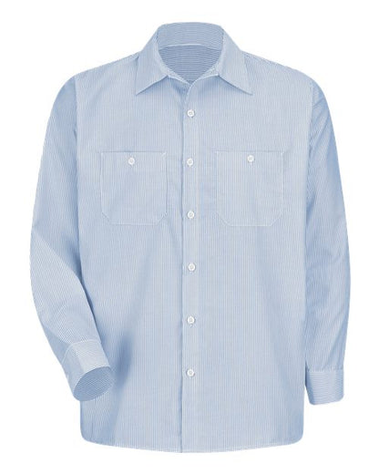 Red Kap Men's Industrial Stripe Work Shirt - SL10 - EMBROIDERED