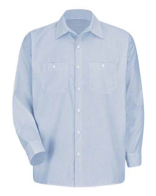 Red Kap Men's Industrial Stripe Work Shirt - SL10 - EMBROIDERED