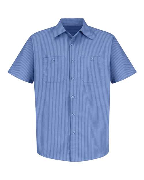 Red Kap Men's Industrial Stripe Short Sleeve Work Shirt - SB22 - EMBROIDERED