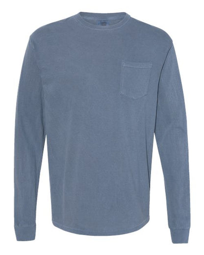 Comfort Colors Unisex Garment-Dyed Heavyweight Long Sleeve Pocket T-Shirt - 4410 - EMBROIDERED