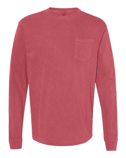 Comfort Colors Unisex Garment-Dyed Heavyweight Long Sleeve Pocket T-Shirt - 4410 - EMBROIDERED