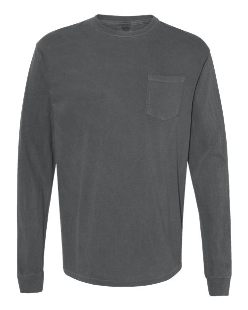 Comfort Colors Unisex Garment-Dyed Heavyweight Long Sleeve Pocket T-Shirt - 4410 - EMBROIDERED