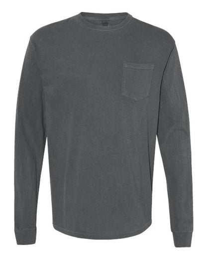 Comfort Colors Unisex Garment-Dyed Heavyweight Long Sleeve Pocket T-Shirt - 4410 - EMBROIDERED