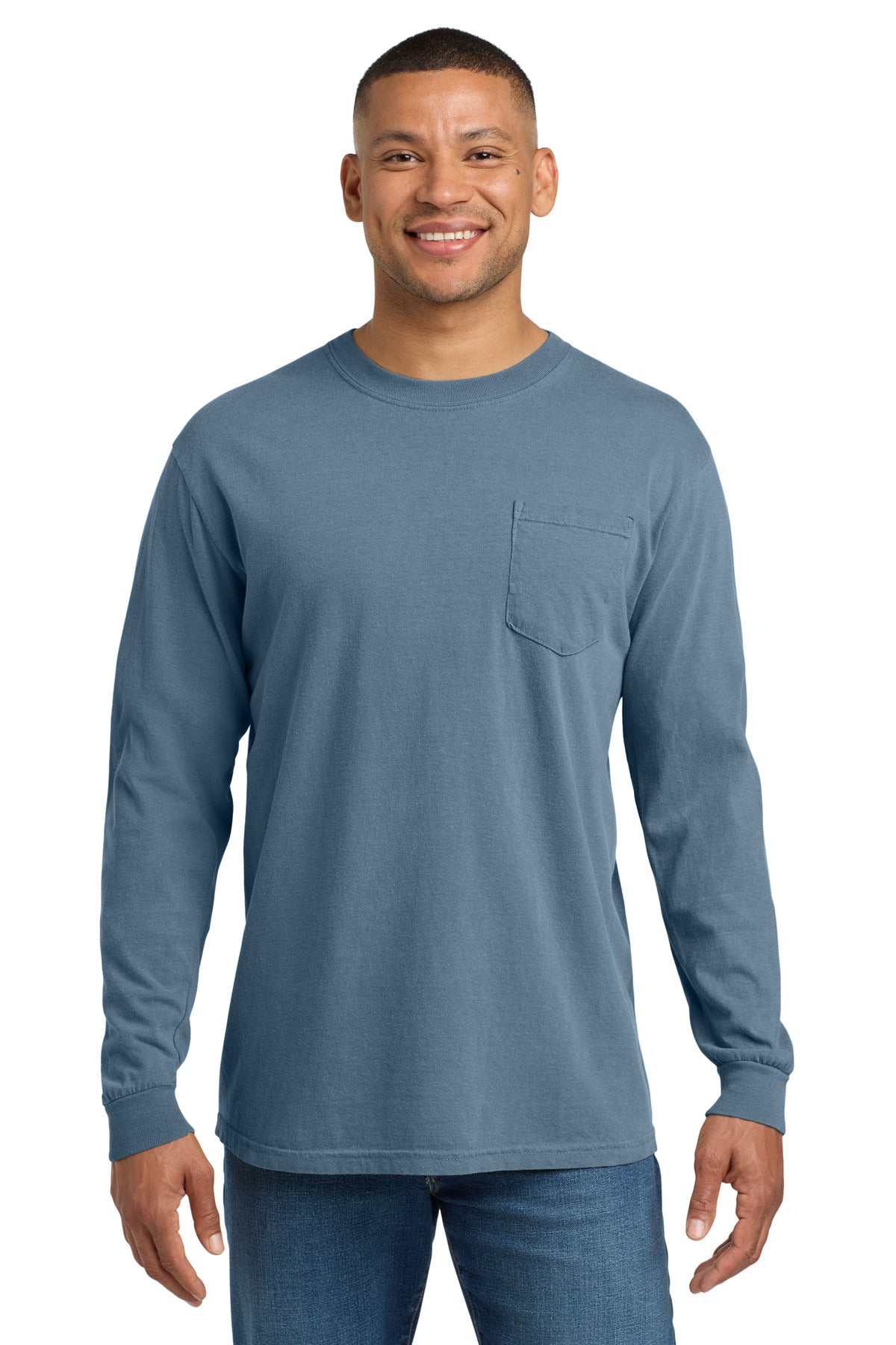 COMFORT COLORS  Heavyweight Ring Spun Long Sleeve Pocket Tee. 4410 - EMBROIDERED