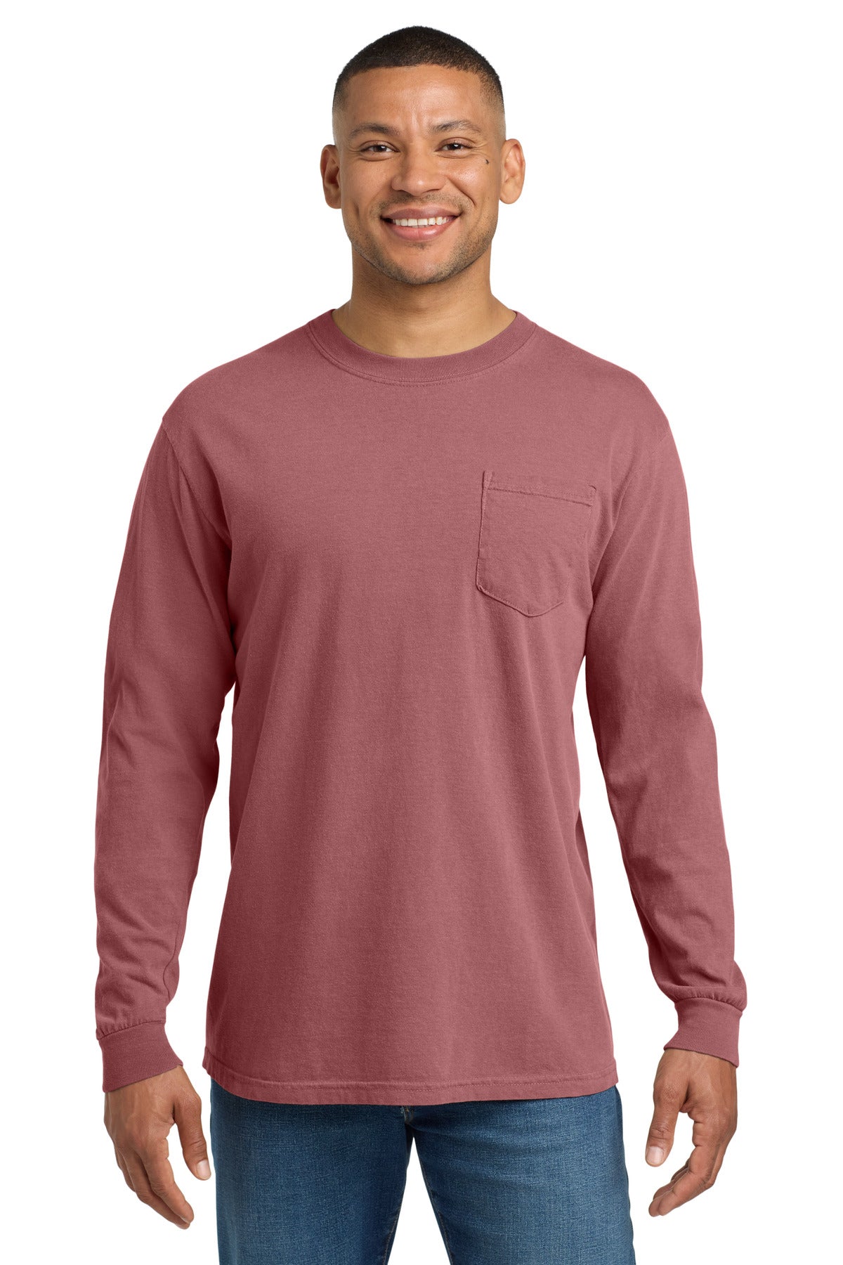 COMFORT COLORS  Heavyweight Ring Spun Long Sleeve Pocket Tee. 4410 - EMBROIDERED