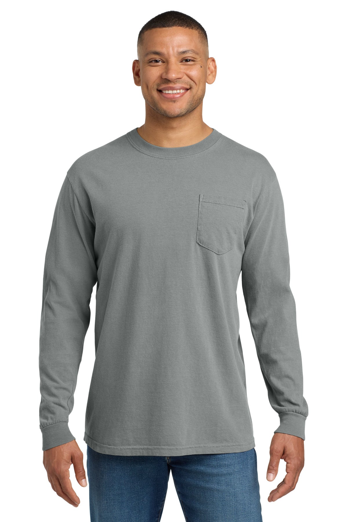 COMFORT COLORS  Heavyweight Ring Spun Long Sleeve Pocket Tee. 4410 - EMBROIDERED