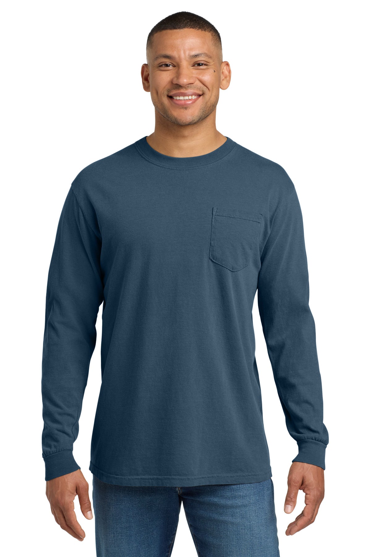 COMFORT COLORS  Heavyweight Ring Spun Long Sleeve Pocket Tee. 4410 - EMBROIDERED