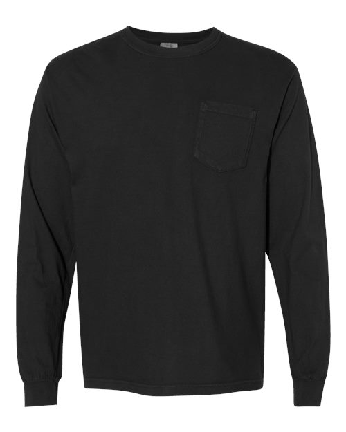 Comfort Colors Unisex Garment-Dyed Heavyweight Long Sleeve Pocket T-Shirt - 4410 - EMBROIDERED