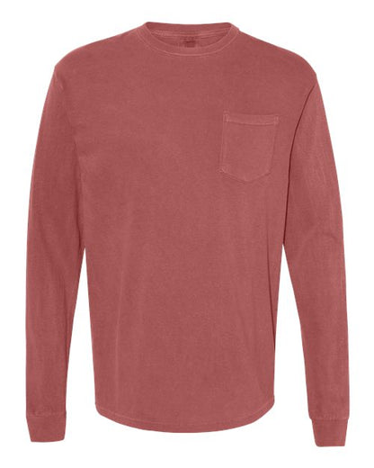 Comfort Colors Unisex Garment-Dyed Heavyweight Long Sleeve Pocket T-Shirt - 4410 - EMBROIDERED