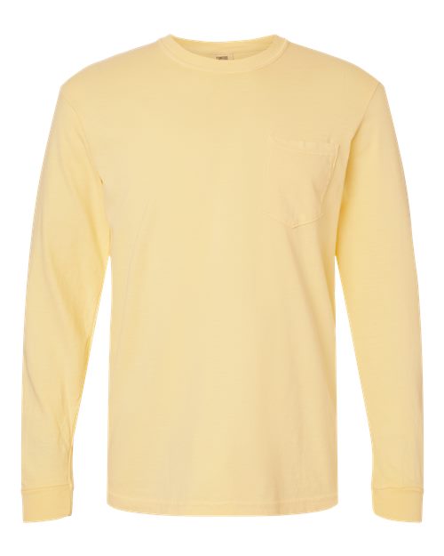 Comfort Colors Unisex Garment-Dyed Heavyweight Long Sleeve Pocket T-Shirt - 4410 - EMBROIDERED