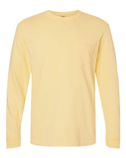 Comfort Colors Unisex Garment-Dyed Heavyweight Long Sleeve Pocket T-Shirt - 4410 - EMBROIDERED