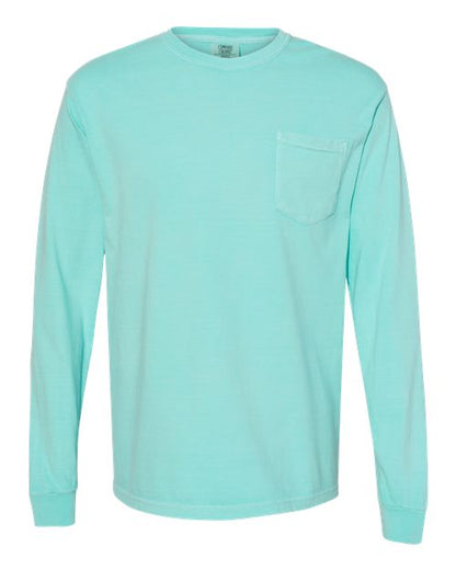 Comfort Colors Unisex Garment-Dyed Heavyweight Long Sleeve Pocket T-Shirt - 4410 - EMBROIDERED