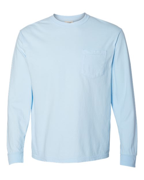 Comfort Colors Unisex Garment-Dyed Heavyweight Long Sleeve Pocket T-Shirt - 4410 - EMBROIDERED