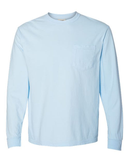 Comfort Colors Unisex Garment-Dyed Heavyweight Long Sleeve Pocket T-Shirt - 4410 - EMBROIDERED