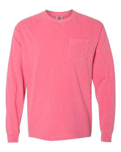 Comfort Colors Unisex Garment-Dyed Heavyweight Long Sleeve Pocket T-Shirt - 4410 - EMBROIDERED