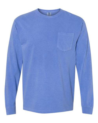 Comfort Colors Unisex Garment-Dyed Heavyweight Long Sleeve Pocket T-Shirt - 4410 - EMBROIDERED
