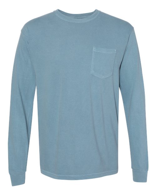 Comfort Colors Unisex Garment-Dyed Heavyweight Long Sleeve Pocket T-Shirt - 4410 - EMBROIDERED