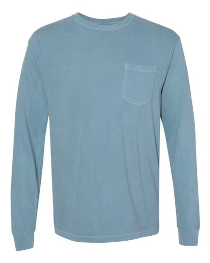 Comfort Colors Unisex Garment-Dyed Heavyweight Long Sleeve Pocket T-Shirt - 4410 - EMBROIDERED