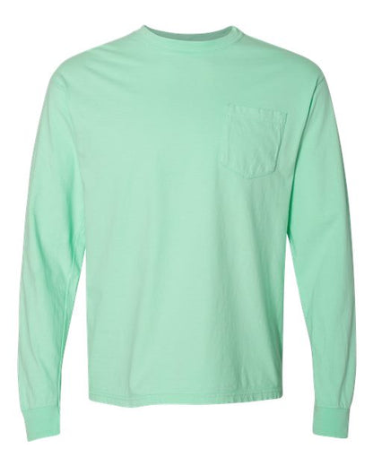 Comfort Colors Unisex Garment-Dyed Heavyweight Long Sleeve Pocket T-Shirt - 4410 - EMBROIDERED
