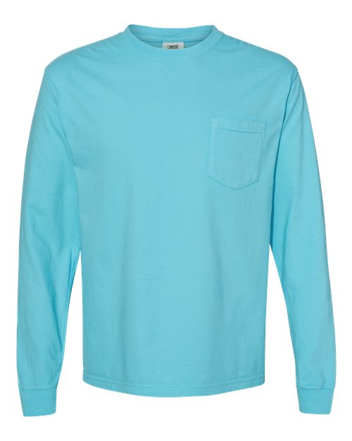 Comfort Colors Unisex Garment-Dyed Heavyweight Long Sleeve Pocket T-Shirt - 4410 - EMBROIDERED