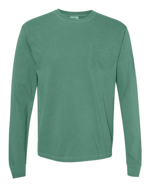 Comfort Colors Unisex Garment-Dyed Heavyweight Long Sleeve Pocket T-Shirt - 4410 - EMBROIDERED