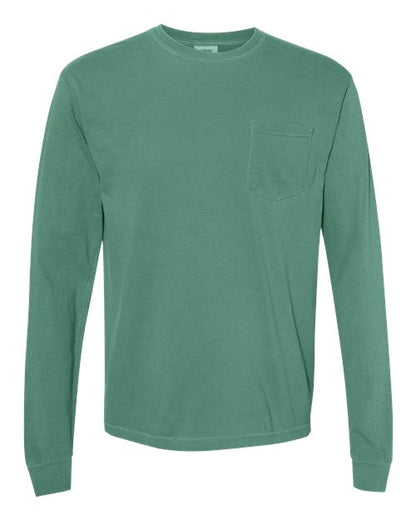 Comfort Colors Unisex Garment-Dyed Heavyweight Long Sleeve Pocket T-Shirt - 4410 - EMBROIDERED