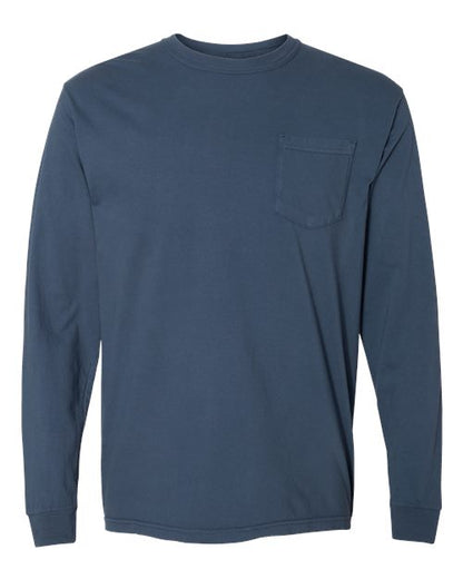 Comfort Colors Unisex Garment-Dyed Heavyweight Long Sleeve Pocket T-Shirt - 4410 - EMBROIDERED