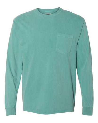 Comfort Colors Unisex Garment-Dyed Heavyweight Long Sleeve Pocket T-Shirt - 4410 - EMBROIDERED