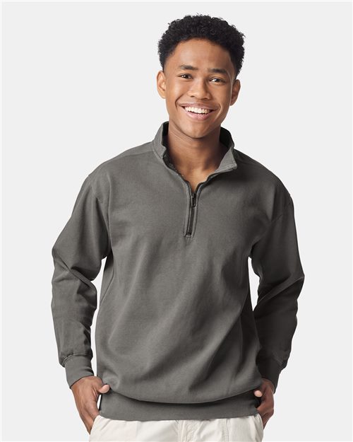 Comfort Colors Unisex Garment-Dyed Quarter-Zip Sweatshirt - 1580 - EMBROIDERED