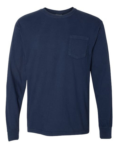 Comfort Colors Unisex Garment-Dyed Heavyweight Long Sleeve Pocket T-Shirt - 4410 - EMBROIDERED
