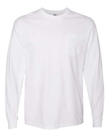 Comfort Colors Unisex Garment-Dyed Heavyweight Long Sleeve Pocket T-Shirt - 4410 - EMBROIDERED